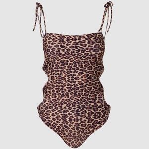Juan De Dios Reversible Leopard-Print 1-Piece Swim Suit w Cut-Outs * NEW 40% OFF
